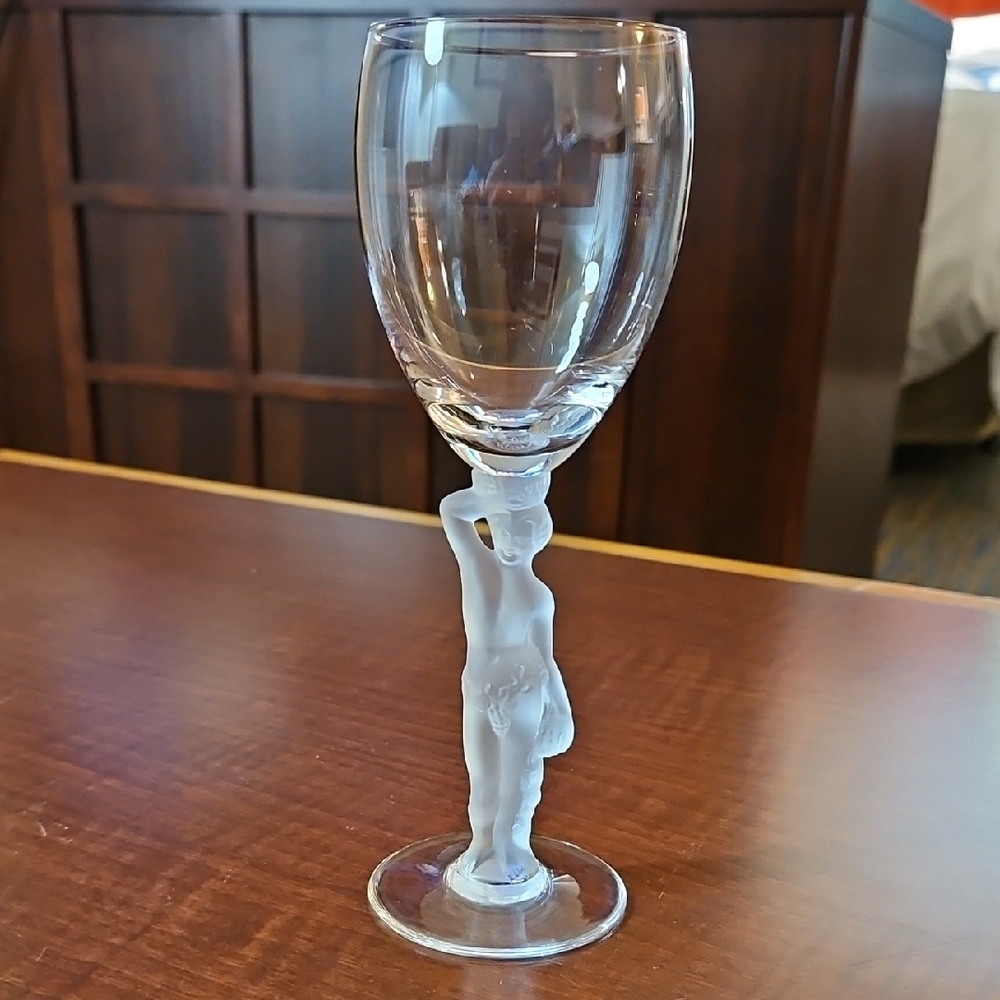 Vintage Bayel France Bacchus Crystal Frosted Nude Water Goblet